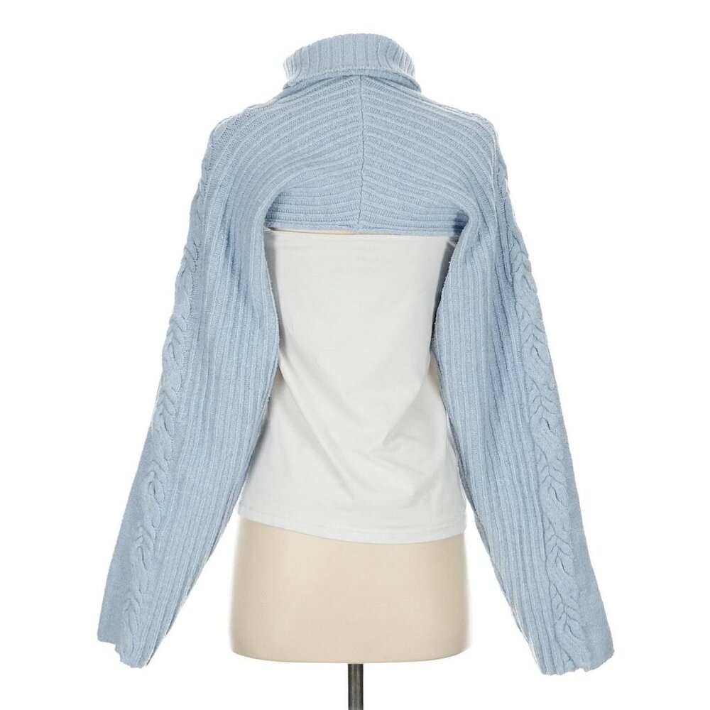 For Love & Lemons Blue & Pink Cable Knit 2-Piece Set Cropped Tank & Shrug XS/S - Picture 12 of 16
